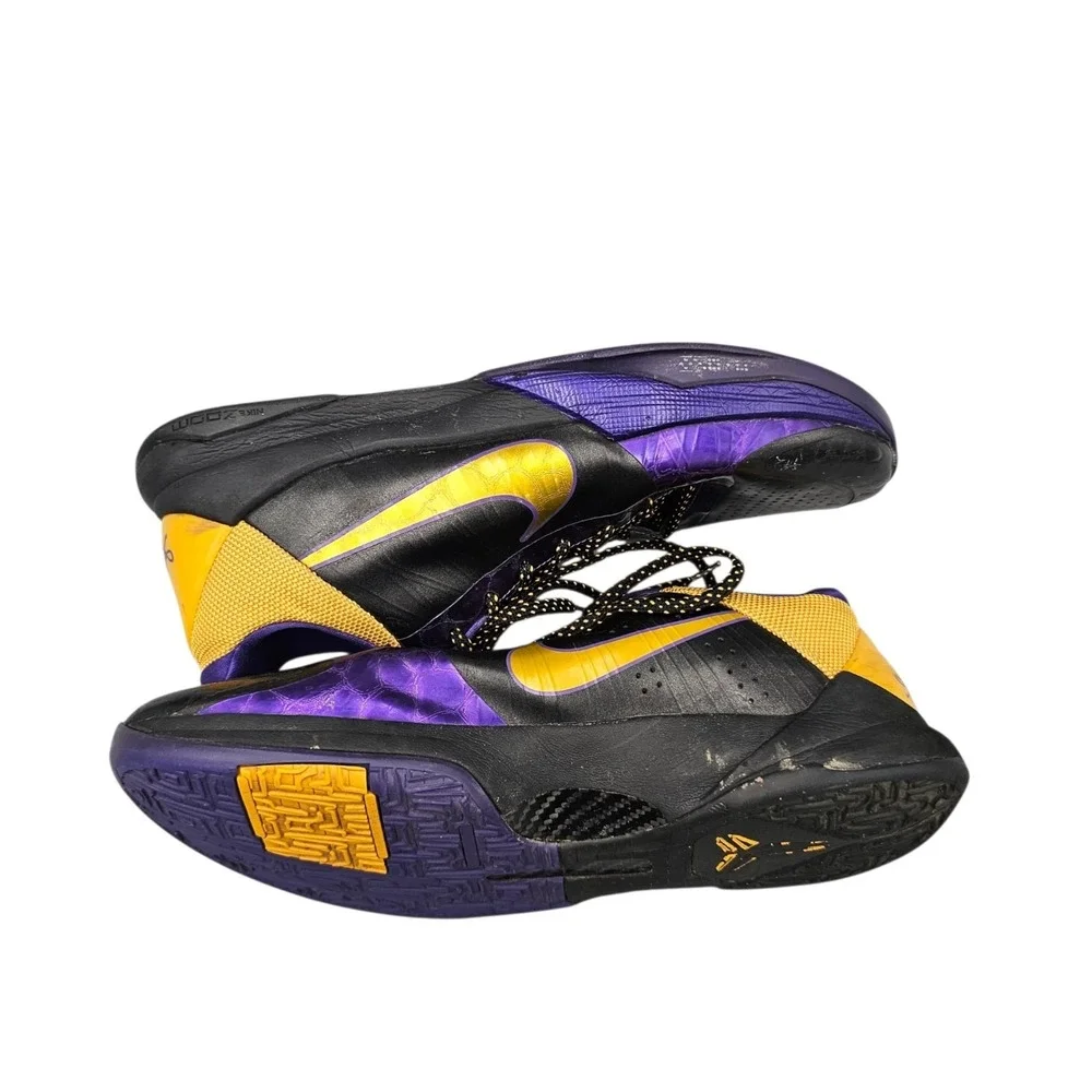 Nike Men's Size 12 US Kobe Zoom V 5 Black Purple Yellow Basketball Sneakers READ